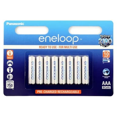 Panasonic Eneloop BK-4MCCE Laddningsbara AAA-Batteri 8-pack