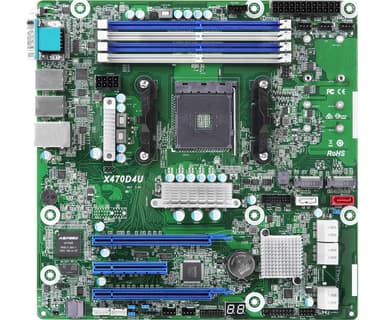Asrock X470D4U moderkort AMD X470 Uttag AM4 micro ATX