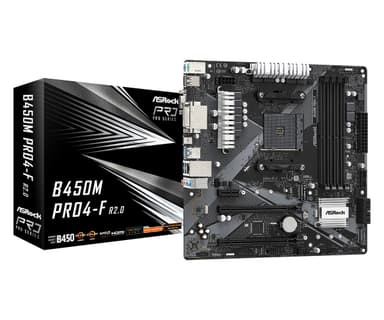 Asrock B450M Pro4-F R2.0 AMD B450 Uttag AM4 micro ATX