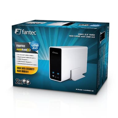 Fantec mobiRAID X2 HDD- / SSD kabinett Vit 2.5"