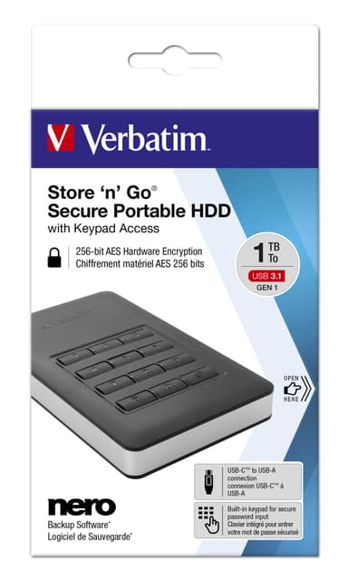 Verbatim Store'n'Go externa hårddiskar 1000 GB Svart, Silver