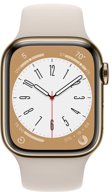 Apple Watch Series 8 41mm Cellular (gold stainless steel / starlight sport band)