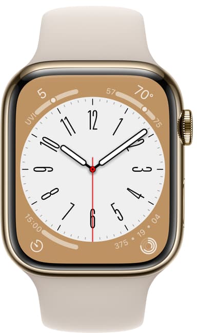 Apple Watch Series 8 45mm Cellular (gold stainless steel / starlight sport band)