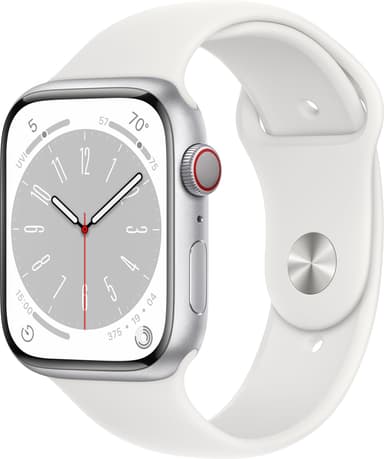 Apple Watch Series 8 45mm Cellular (silver alu. / white sport band)