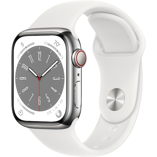 Apple Watch Series 8 45mm Cellular (silver stainless steel / white sport band)