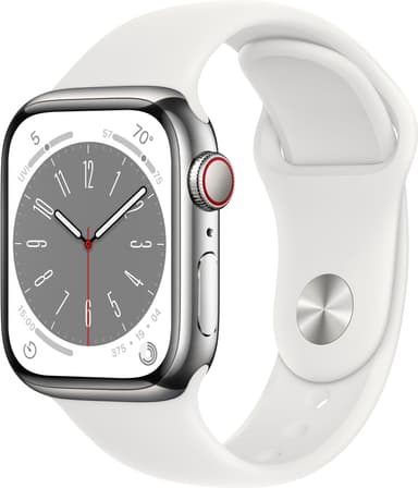 Apple Watch Series 8 41mm Cellular (silver stainless steel / white sport band)