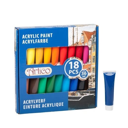 Akrylfärg i tub - 18-Pack
