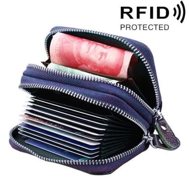 Blå Plånbok med RFID skydd - Många fack
