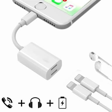 Headset- och ljudadapter för  iPhone 8 / 7/ 7 Plus -  för hörlur och laddkabel
