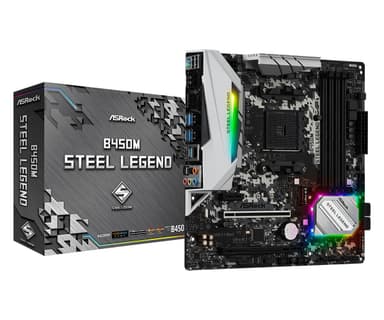 Asrock B450M Steel Legend AMD B450 Uttag AM4 micro ATX