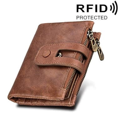 RFID Plånbok i äkta skinn med dragkedja