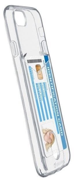 Cellularline Flex Pocket, Transparant skal med kortficka till iPhone 6/6S