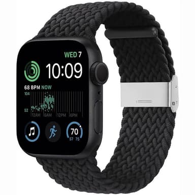 Flätat Elastiskt Armband Apple Watch SE 2022 44mm - Svart