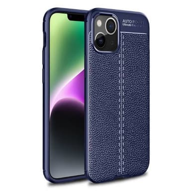 Läder mönstrat TPU skal Apple iPhone 14 - Blå