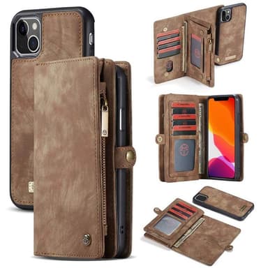 Multiplånbok CaseMe 11-kort Apple iPhone 14 - Brun