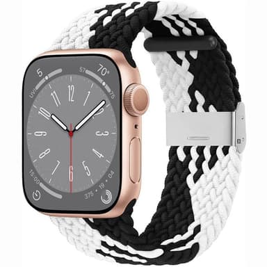 Flätat Elastiskt Armband Apple Watch 8 (45mm) - Svart/Vit