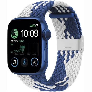 Flätat Elastiskt Armband Apple Watch SE 2022 40mm - Blåvit