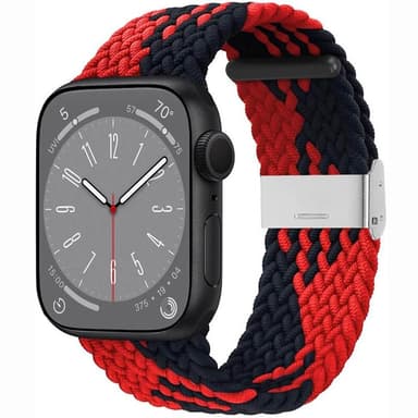 Flätat Elastiskt Armband Apple Watch 8 (45mm) - Röd/Svart