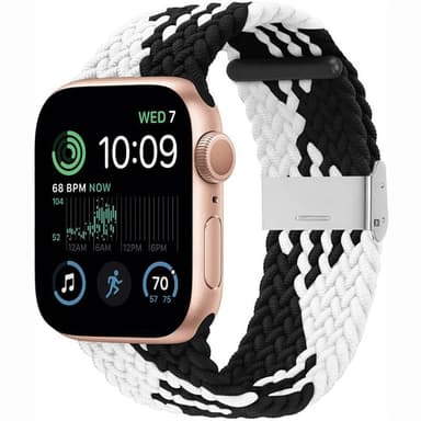 Flätat Elastiskt Armband Apple Watch SE 2022 40mm - Svart/Vit