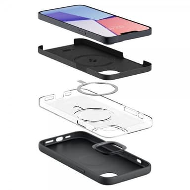 Spigen iPhone 14 Skal Silicone Fit MagFit Svart