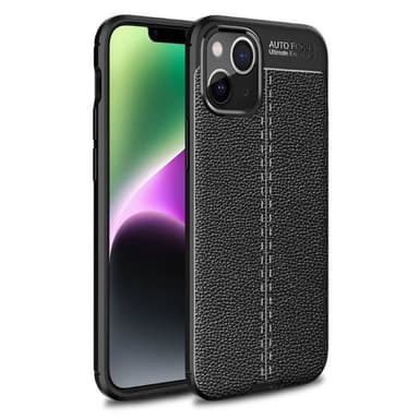 Läder mönstrat TPU skal Apple iPhone 14 - Svart