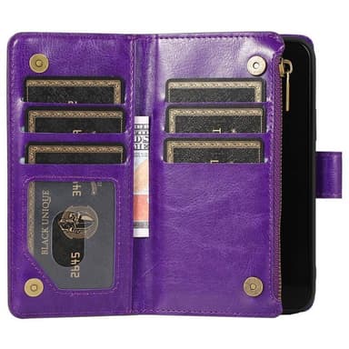 Dubbelflip Zipper 9-kort Apple iPhone 14 Pro Max - Lila