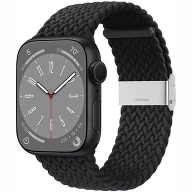 Flätat Elastiskt Armband Apple Watch 8 (45mm) - Svart