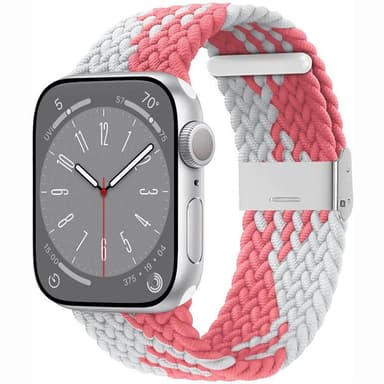 Flätat Elastiskt Armband Apple Watch 8 (41mm) - Rosa/Vit