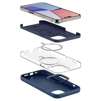 Spigen iPhone 14 Pro Skal Silicone Fit MagFit Navy Blue