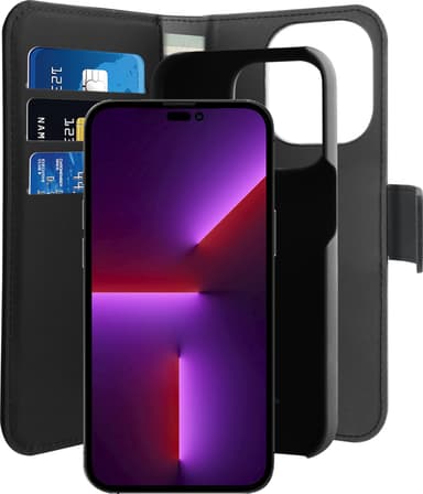 Puro 2i1 plånboksfodral för iPhone 14 Pro Max (svart)