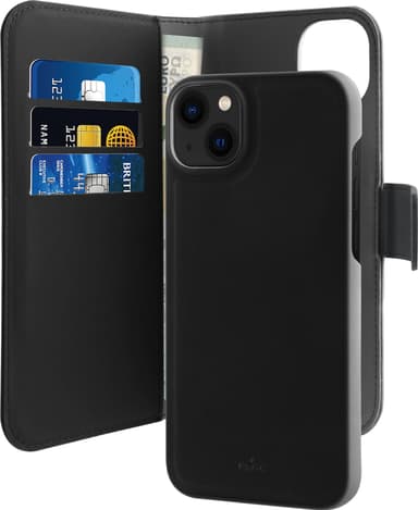 Puro 2i1 plånboksfodral för iPhone 13/14 (svart)