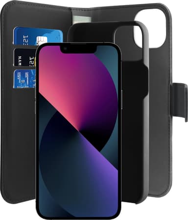 Puro 2i1 plånboksfodral för iPhone 14 Plus (svart)