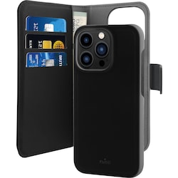 Puro 2i1 plånboksfodral för iPhone 14 Pro (svart)