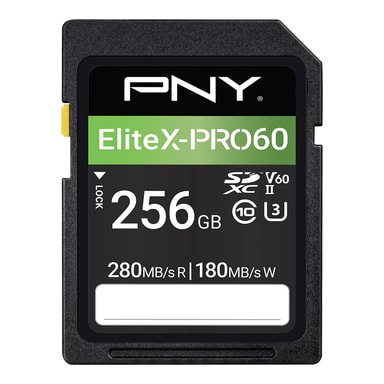 PNY 256GB EliteXPRO60 Class 10 U3 V60 UHSII SD Flash Memory Cards