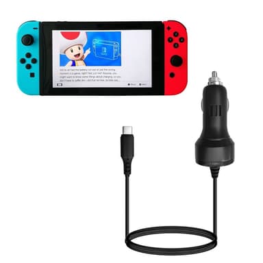 Nintendo Switch USB Typ C Bil-Laddare Med Lång Kabel 2 Meter