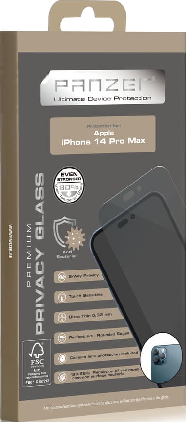 Panzer Privacy skärmskydd till iPhone 14 Pro Max (svart)