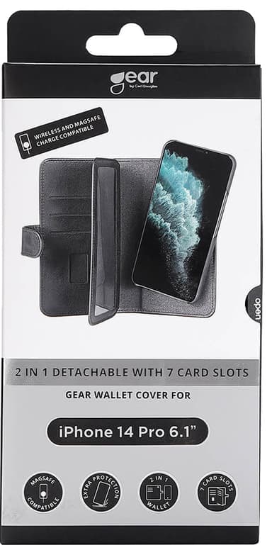 Gear 2in1 MagSeries iPhone 14 Pro plånboksfodral (svart)