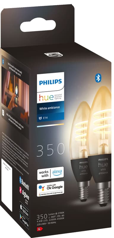 Philips Hue WA 4.6W Filament Candle E14 2st