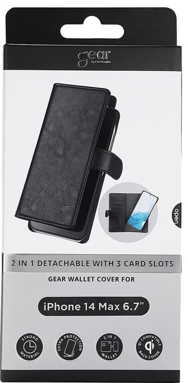 Gear 2in1 iPhone 14 Plus plånboksfodral (svart)
