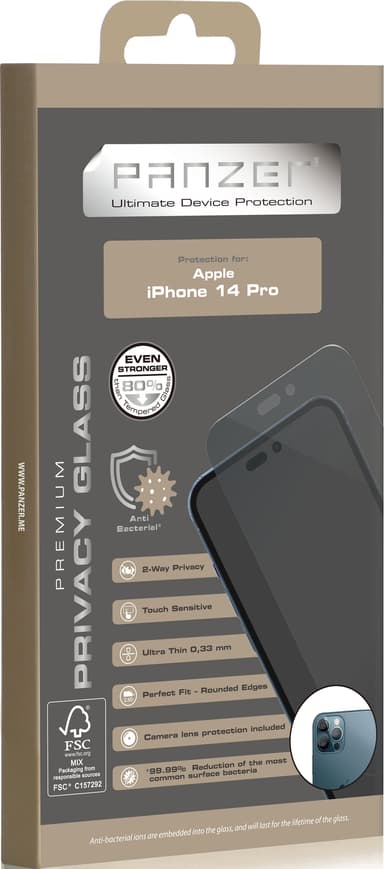 Panzer Privacy skärmskydd till iPhone 14 Pro (svart)