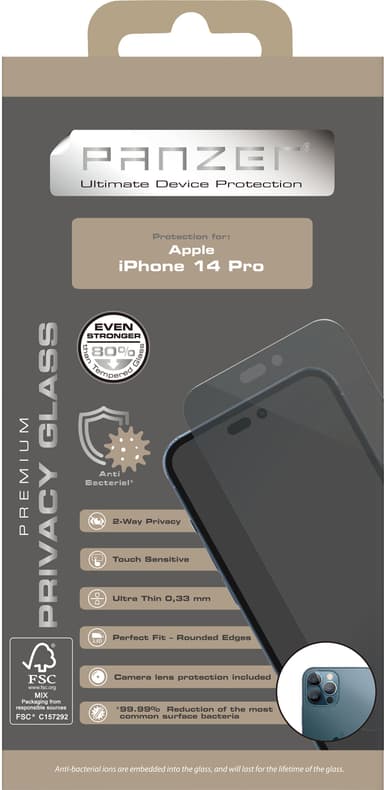 Panzer Privacy skärmskydd till iPhone 14 Pro (svart)