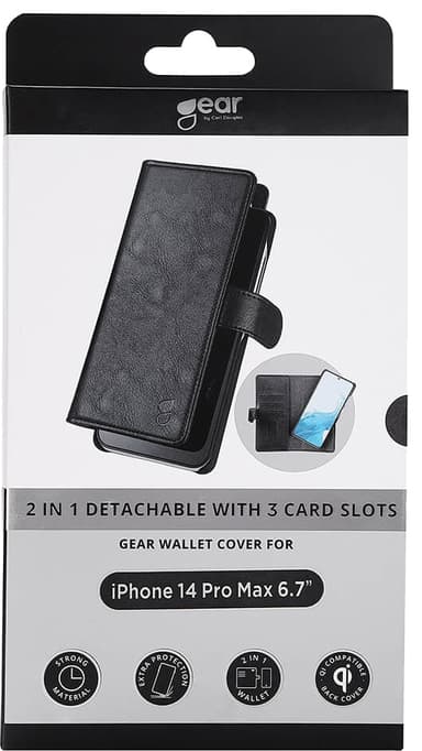 Gear 2in1 iPhone 14 Pro Max plånboksfodral (svart)
