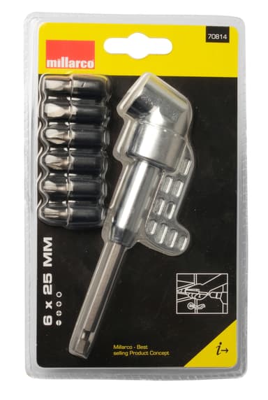 Millarco® vinkelväxel till borrmaskiner/skruvdragare med 6 delar