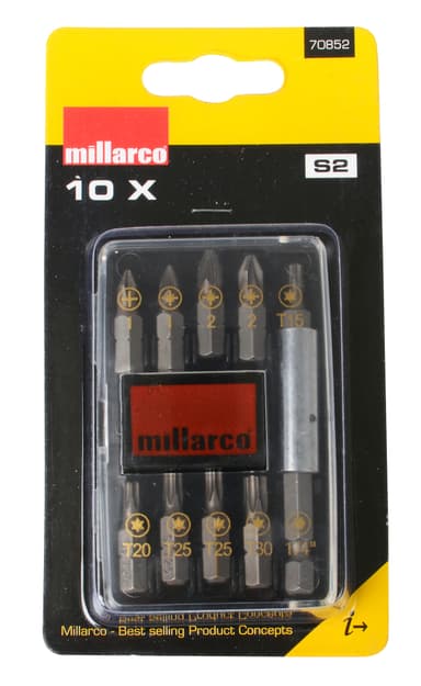 Millarco® bitssats S2 stål 10 delar