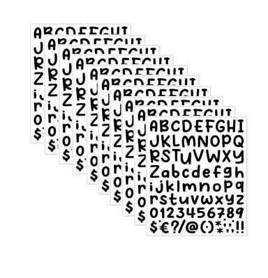 Klistermärken bokstäver och siffror Svart 10 ark 810 stickers - Elgiganten