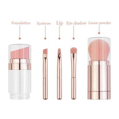 Sminkborstar Set med Foundation Brush Eye Shadow Concealer 5 delar Ros