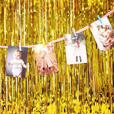 Festlig glittergardin glitterdraperi i guld 1x2 meter