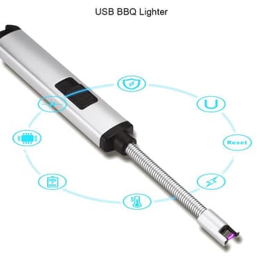 Elektrisk tändare USB uppladdningsbar 2 delar Silver