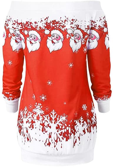 INF Off-shoulder tjocktröja med julmönster - Stl S, Röd