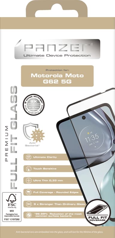 Panzer Full-Fit skärmskydd för Motorola Moto G62 5G